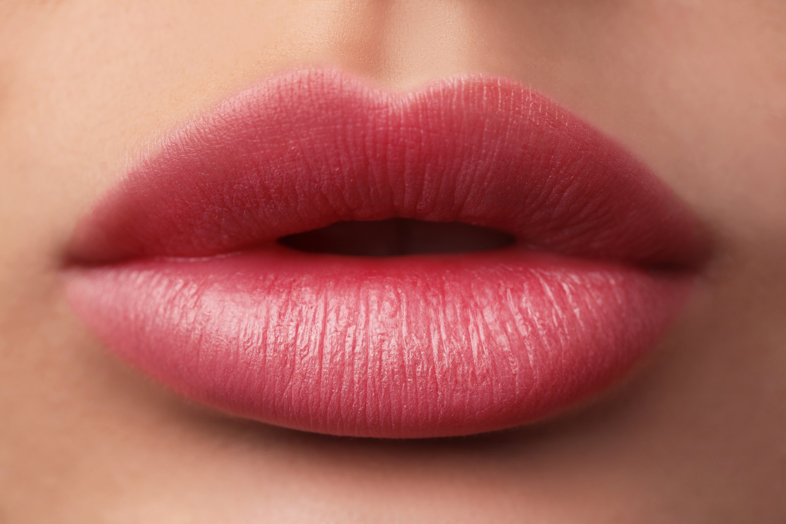 Young Woman with Beautiful Lips, Closeup View