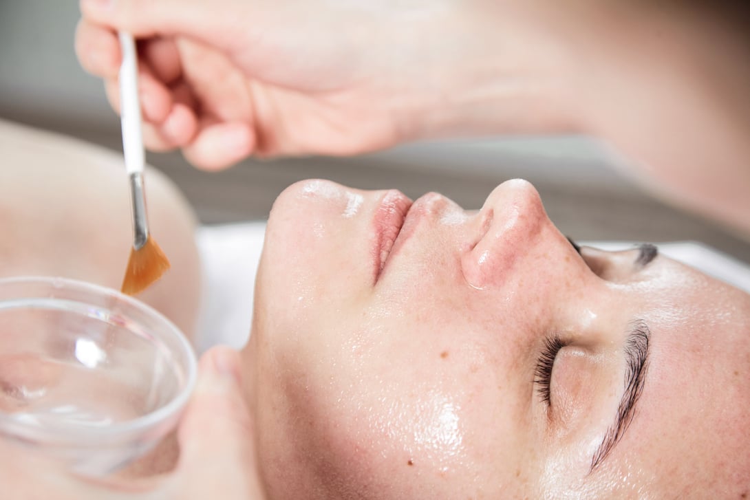 Facial Peeling, Skin Treatment. a Dermatologist Applies of Phyti